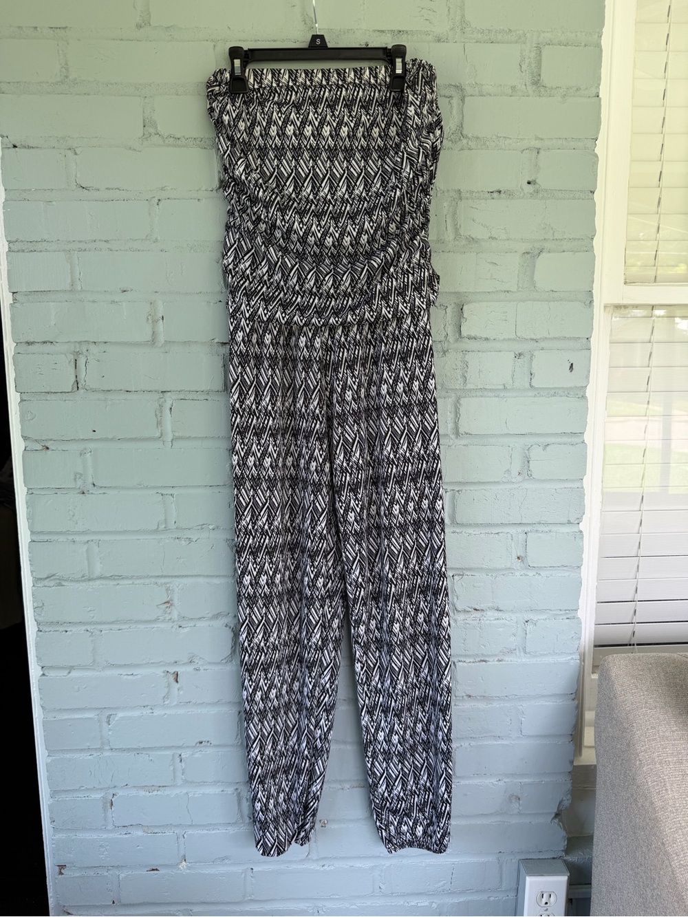 eye candy Black & White Strapless Patterned Jumpsuit